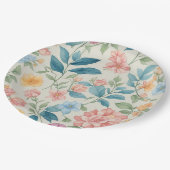 Atemberaubendes Blau und Rosa Blumendesign Pappteller (Schrägansicht)