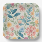 Atemberaubendes Blau und Rosa Blumendesign Pappteller (Vorderseite)
