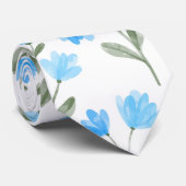 Atemberaubendes blaues Aquarell Blumendruck Krawatte (Gerollt)