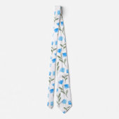 Atemberaubendes blaues Aquarell Blumendruck Krawatte (Rückseite)