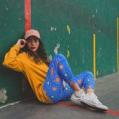 Atemberaubendes blaues skandinavisches Folkloremus Leggings