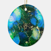 Atemberaubendes Blue and Gold Alcohol Tinte Malere Keramik Ornament (Links)