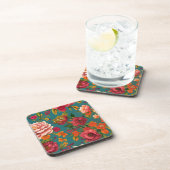 Atemberaubendes, blumenrosa grün orange und aquama getränkeuntersetzer (Rechte Seite)