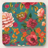 Atemberaubendes, blumenrosa grün orange und aquama getränkeuntersetzer (Vorderseite)