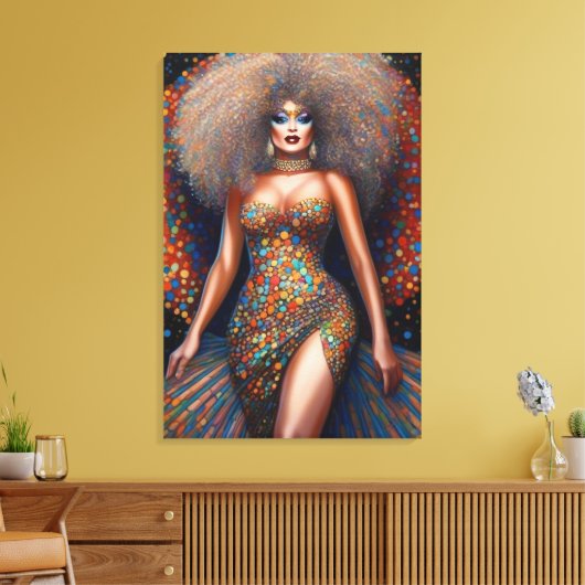Atemberaubendes Bombshell Drag Queen Portrait Leinwanddruck (Insitu (Wohnzimmer))