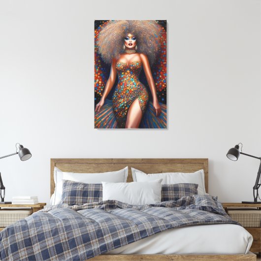Atemberaubendes Bombshell Drag Queen Portrait Leinwanddruck (Insitu (Schlafzimmer))