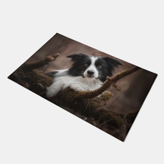 Atemberaubendes Border Collie Portrait Fußmatte (Schrägansicht)