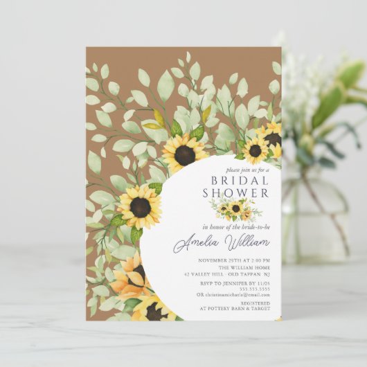 Atemberaubendes Brautparty Wasserfarbe Sonnenblume Einladung
