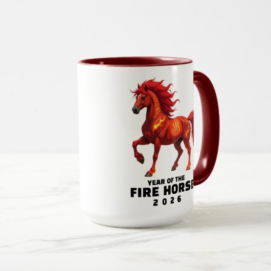 Atemberaubendes chinesisches Jahr des Feuerpferdes Tasse (VorderseiteRechts)