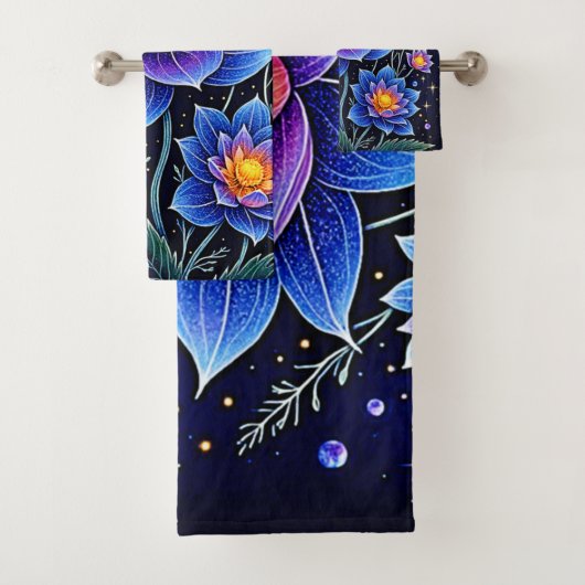 Atemberaubendes Design kosmischer Blumenträume Badhandtuch Set (Insitu)