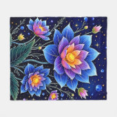 Atemberaubendes Design kosmischer Blumenträume Fleecedecke (Vorderseite (Horizontal))