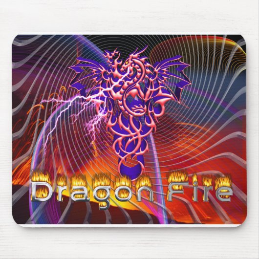 Atemberaubendes Drachenfeuerdesign Mousepad (Vorne)
