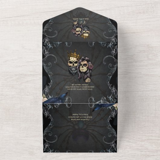 Atemberaubendes dunkelgotisches Hochzeitsdesign mi All In One Einladung (Außenbereich)