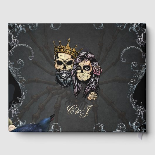 Atemberaubendes dunkelgotisches Hochzeitsdesign mi Gästebuch (Rückseite)