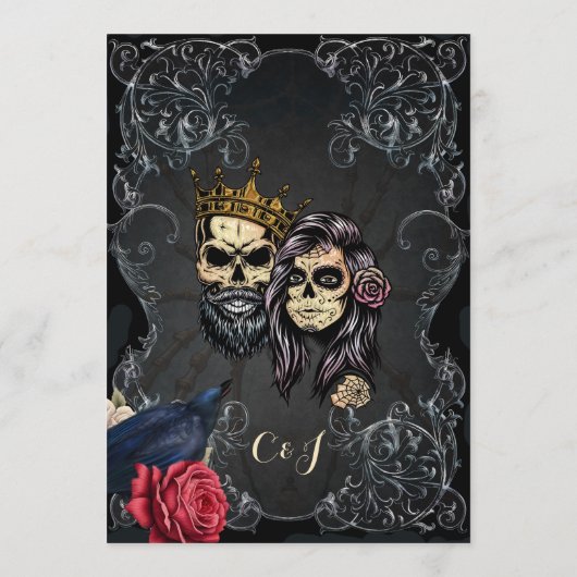 Atemberaubendes dunkelgotisches Hochzeitsdesign mi Menükarte (Rückseite)