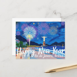 Atemberaubendes Feuerwerk in Rio de Janeiro Postkarte