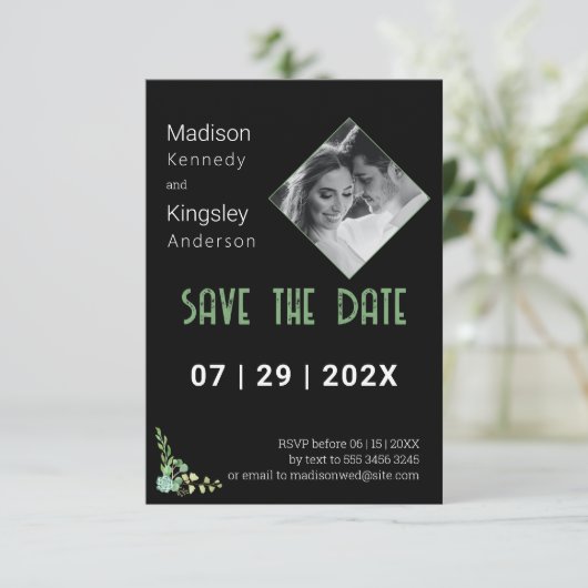 Atemberaubendes Foto-Fab Save The Date (Stehend Vorderseite)