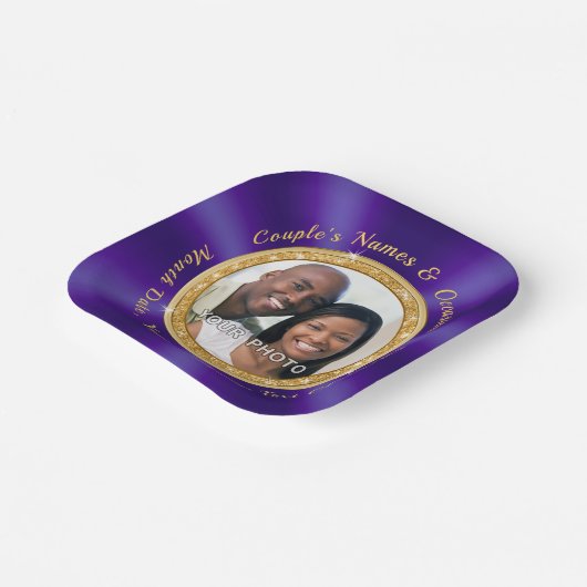 Atemberaubendes FOTO, Personalisierte Hochzeitspap Pappteller (Gewinkelt)