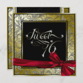 Atemberaubendes Gold Art Nouveau 16 . Geburtstag Einladung (Vorne/Hinten)