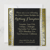 Atemberaubendes Gold Art Nouveau 16 . Geburtstag Einladung (Rückseite)