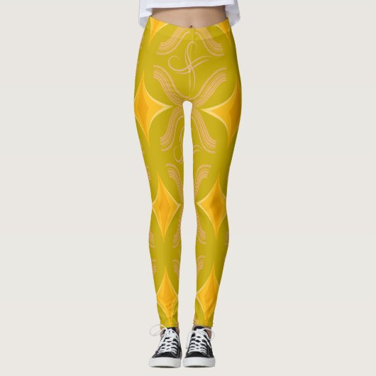Atemberaubendes goldenes Muster Leggings (Vorderseite)