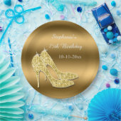 Atemberaubendes Goldfunkelnd Stilett-Geburtstag Pappteller (Party)