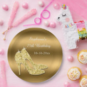 Atemberaubendes Goldfunkelnd Stilett-Geburtstag Pappteller (Party)
