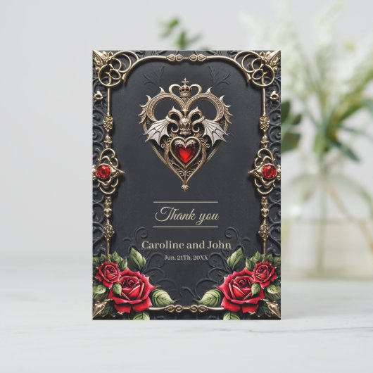 Atemberaubendes gotisches Herz Dankeskarte (Stehend Vorderseite)