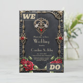 Atemberaubendes gotisches Herz Einladung (Stehend Vorderseite)