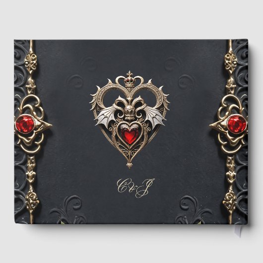 Atemberaubendes gotisches Herz Gästebuch (Rückseite)