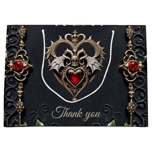 Atemberaubendes gotisches Herz Große Geschenktüte (Vorderseite)