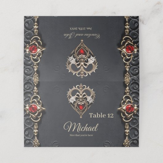 Atemberaubendes gotisches Herz Platzkarte (Außenseite Aufgefaltet)