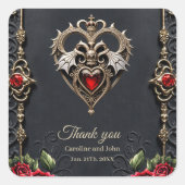 Atemberaubendes gotisches Herz Quadratischer Aufkleber (Vorderseite)