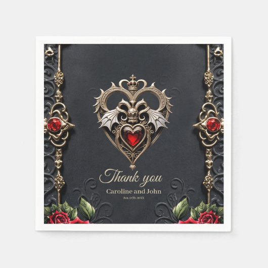 Atemberaubendes gotisches Herz Serviette (Vorderseite)