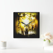 Atemberaubendes Hirsch 01-01 Quadratische Wanduhr (Zuhause)