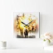 Atemberaubendes Hirsch 01-02 Quadratische Wanduhr (Zuhause)