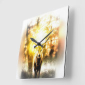 Atemberaubendes Hirsch 01-02 Quadratische Wanduhr (Winkel)