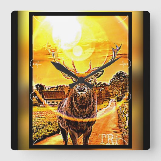 Atemberaubendes Hirsch 02-02 Quadratische Wanduhr (Vorderseite)