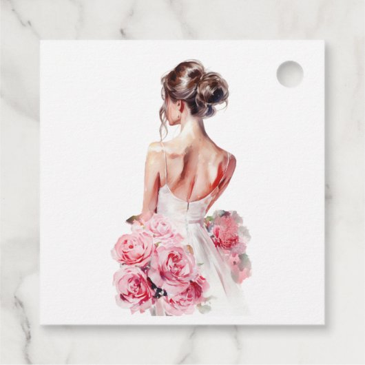 Atemberaubendes Hochzeitgown-Brautparty für ein Bu Geschenkanhänger (Rückseite)