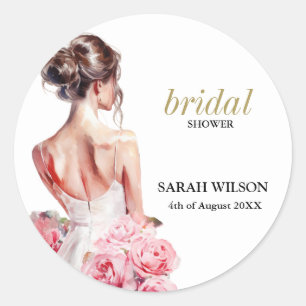 Atemberaubendes Hochzeitgown-Brautparty für ein Bu Runder Aufkleber