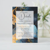 Atemberaubendes Indigo Blau und Gold Abstrakt Begleitkarte (Stehend Vorderseite)