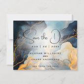 Atemberaubendes Indigo Blau und Gold Abstrakt Einladung (Vorderseite)