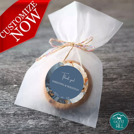 Atemberaubendes Indigo Blau und Gold Abstrakt Runder Aufkleber