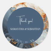 Atemberaubendes Indigo Blau und Gold Abstrakt Runder Aufkleber (Vorderseite)