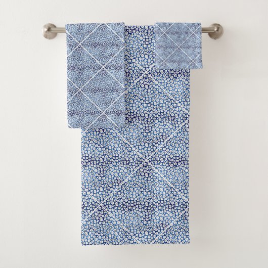 ATEMBERAUBENDES LEOPARD-SET BLAU WHITE TOWEL BADHANDTUCH SET (Insitu)