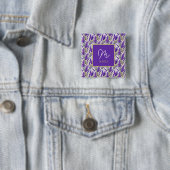 Atemberaubendes Lila Lavendermuster Monogrammiert Button (Beispiel)