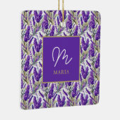 Atemberaubendes Lila Lavendermuster Monogrammiert Keramikornament (Rechts)