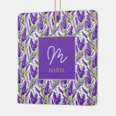 Atemberaubendes Lila Lavendermuster Monogrammiert Keramikornament (Links)