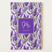 Atemberaubendes Lila Lavendermuster Monogrammiert Planer (Rückseite)