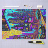 Atemberaubendes Mosaikglas Neon Cyberpunk Stadt Seidenpapier (Handwerk)